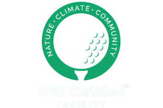 Geo Certified® facility logo displayed at a sustainable golf course in Surrey, highlighting the club’s environmental commitment and eco-friendly golf operations in Surrey