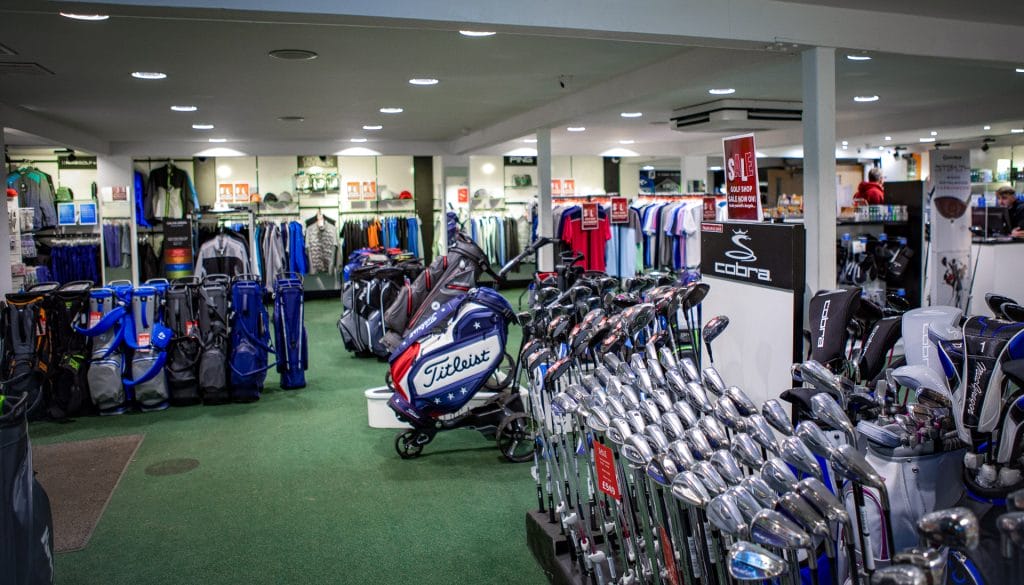 fully stocked golf shop in woking with apparel, equipment and accessories for golf