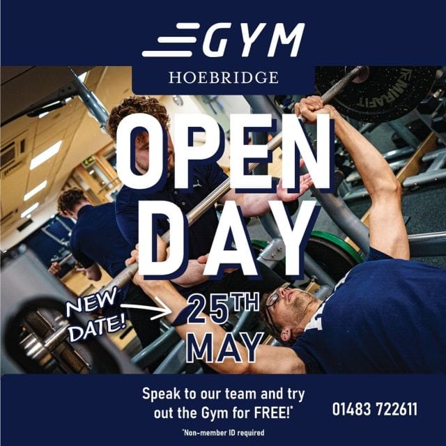 🏋🏼 🚨HOEBRIDGE GYM OPEN DAY🚨- Saturday 25th May ‼️ Join us this Saturday and come and use the Gym for FREE! Contact the club on 01483 722611 or email info@hoebridgegc to secure your free session! #gymopenday #fitness #gym #personaltrainer